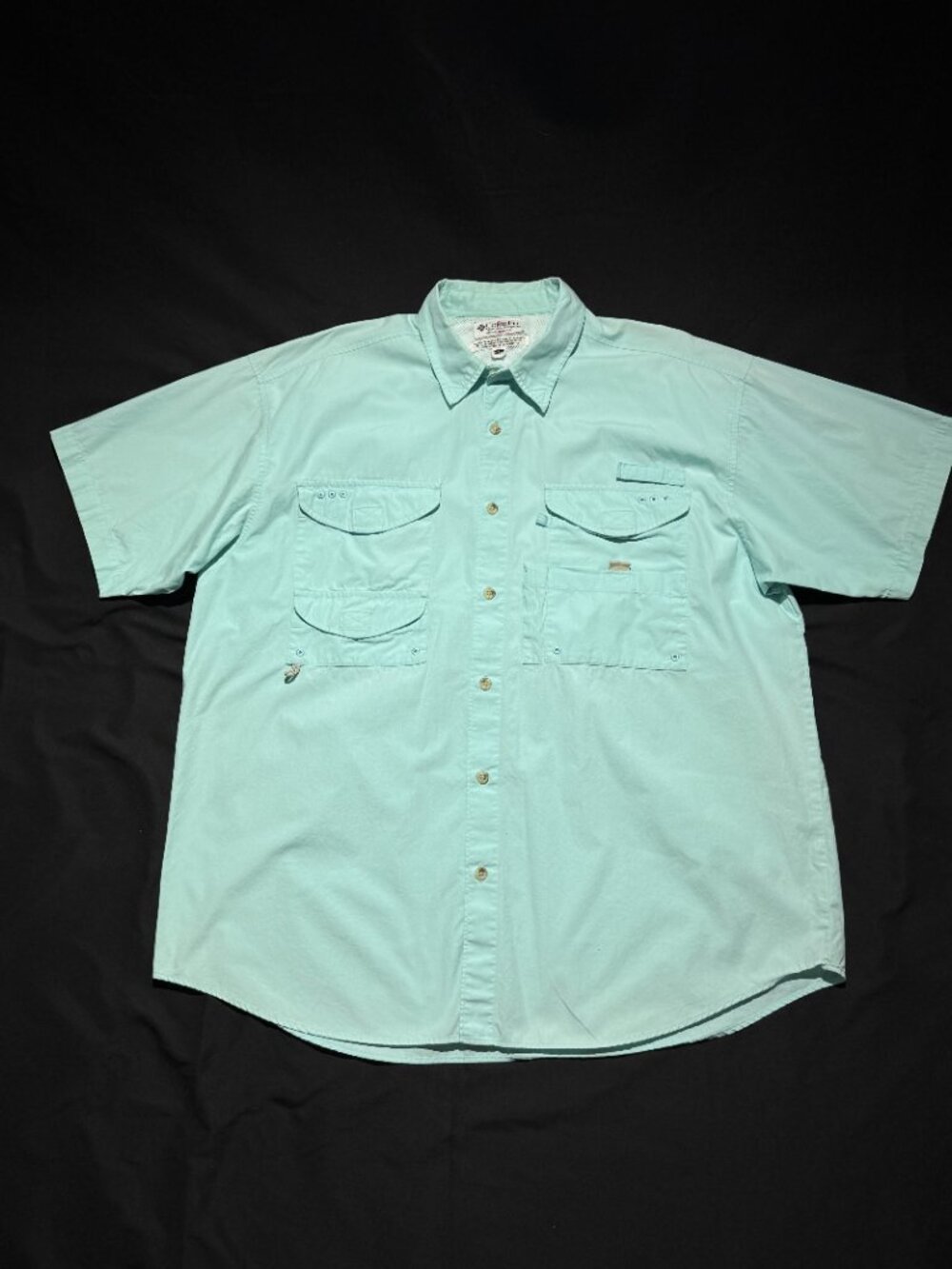 Columbia PFG Mens Shirt Large Aqua Vented Fishing Pockets Outdoors - Picture 2 of 7